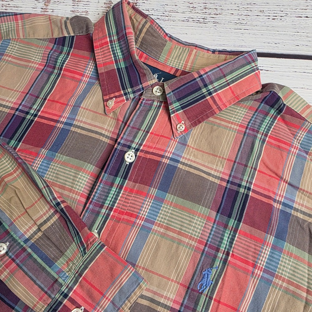 Polo Ralph Lauren Classic Fit Plaid Button Down Shirt Mens XL Multicolor Cotton